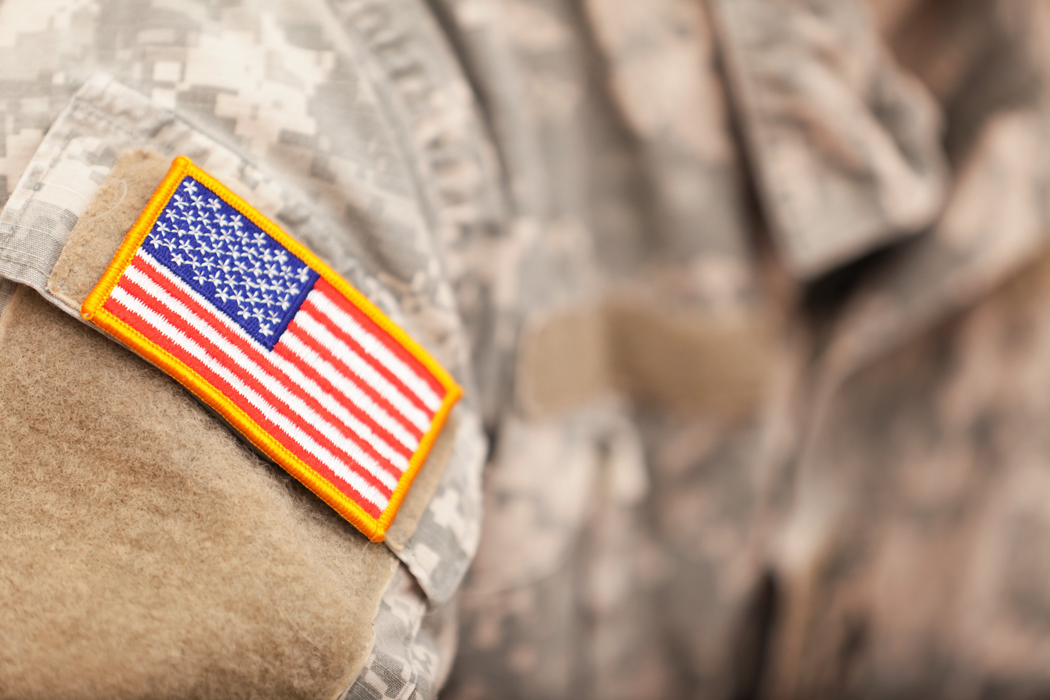 USA patch on army solider uniform